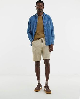 Jacamo Linen Blend Elasticated Cargo Short