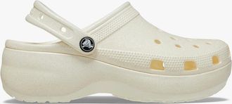 Crocs Womens Crocs CLASSIC PLATFORM GLITTER Womens Clogs Chalk - White - Size: 8