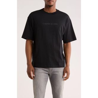 Calvin Klein Relaxed Fit Serif Graphic T-Shirt in Black at Nordstrom Rack, Size Xx-Large