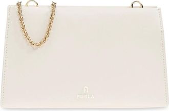 Furla Tassen, Dames, Wit, ONE Size, Witte Schoudertas met Logo Plaque