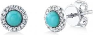 Allurez Diamond & Turquoise Stud Earrings 14K White Gold (0.33ct)