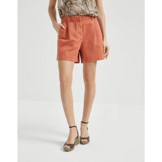 Brunello Cucinelli Womens Rust High Rise Tailored Shorts, Size 40