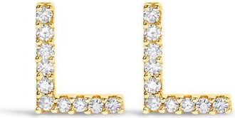 House of Brilliance 10K Gold 1/10 Cttw Diamond Initial A to Z Stud Earring in Yellow Gold | L at Nordstrom
