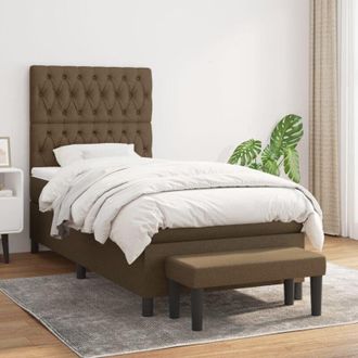 vidaXL Vidaxl - Cama Box Spring Con Colch&oacute;n Tela Marr&oacute;n Oscuro 100x200 Cm