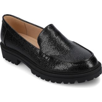 Journee Collection Ericka Lug Sole Platform Loafer - Wide Width in Black Lizard at Nordstrom Rack, Size 9.5