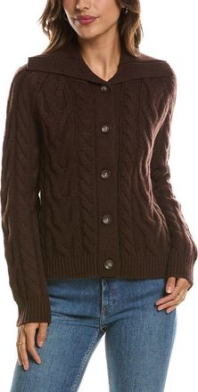 Fort&eacute; Cashmere Luxe Cable Wool & Cashmere-Blend Cardigan