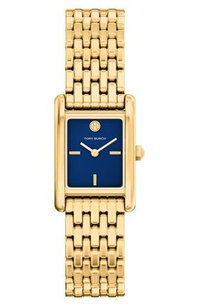 Tory Burch The Small Eleanor Tank Bracelet Watch, 19mm x 22mm in Gold/Navy at Nordstrom
