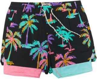 Party Pants Funky Palms Sport Swim Trunks in Black at Nordstrom Rack, Size Xx-Large