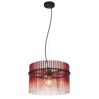 Netlighting Gorley Pendant Ceiling Light Matt Black Blackberry Glass Shade 1x E27