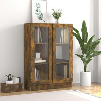 vidaXL Vitrina Madera Contrachapada Roble Ahumado 82,5x30,5x115 Cm Vidaxl