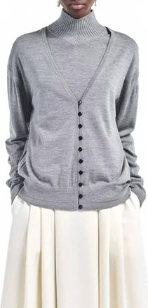 Maria McManus Womens Button V Cardigan In Heather Grey