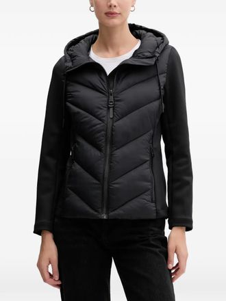 DKNY hooded chevron-pattern jacket - women - Fabric - S - Black