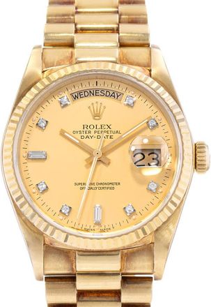 Rolex Pre-owned Rolex Day-Date 36 Automatic Chronometer Diamond Champagne Dial Mens Watch 18038 CDP