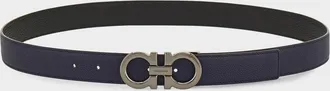 Ferragamo Men & apos;s Double Gancini Reversible Leather Belt