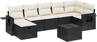 vidaXL Vidaxl - Set De Sof&aacute;s De Jard&iacute;n 8 Piezas Y Cojines Rat&aacute;n Sint&eacute;tico Negro