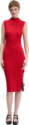 Karl Lagerfeld Gebreide jurk met kanten veter - Dames - Casual kleedjes - Rood - M - Kleedjes