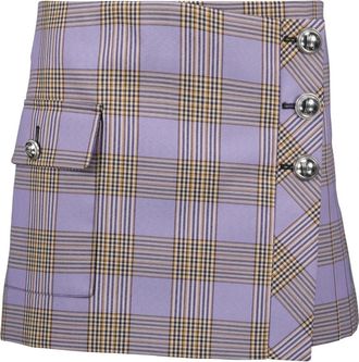 Paco Rabanne Geruite Minirok - Dames - Korte rokken - Paars - XS - Katoen - Rokken