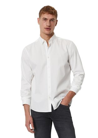 Marc O'Polo Langarmhemd MARC OPOLO, Herren, Gr. L, N-Gr, weiss (wei&szlig;), Obermaterial: 100% Baumwolle, regular fit normal, Manschette, Hemden Langarmhemd, regular f