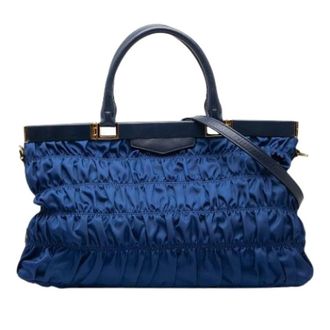 Prada Pre-owned Nylon Satchel - Dames - Vintage Handtas - Blauw - ONE Size - Nylon - Vintage