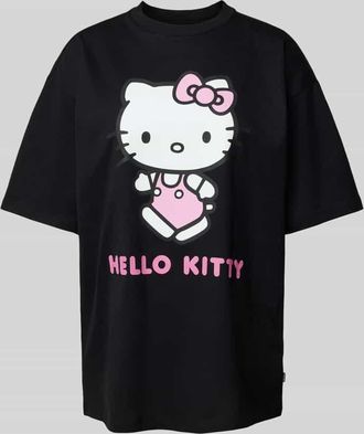 Review Oversized T-Shirt mit Motiv-Print in Black, Gr&ouml;&szlig;e XS