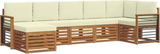 vidaXL Conjunto De Sof&aacute;s De Exterior 7 Uds. Natural Y Crema Vidaxl