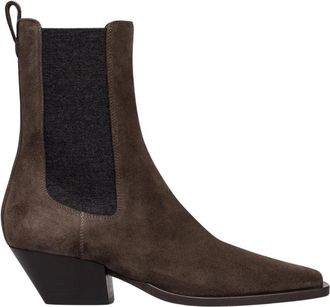 Brunello Cucinelli Stivaletti Chelsea in camoscio con prezioso dettaglio loop - - Shoes - Donna - Marrone - 38 EU