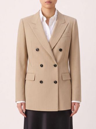 Tagliatore Double-Breasted Viscose Blend Blazer with Peak Lapels