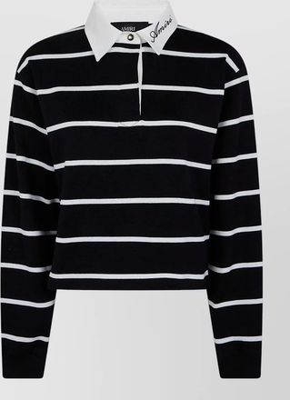 Amiri striped cropped long sleeve polo shirt