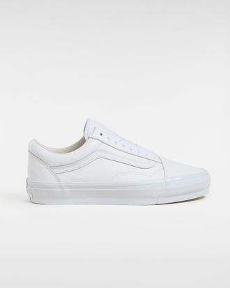 Vans Unisex Premium Old Skool Sneakers - White Leather - Size UK 10.5