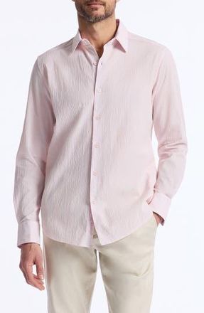 Robert Graham Textured Stretch Cotton Button-Up Shirt in Pink at Nordstrom Rack, Size Xx-Large