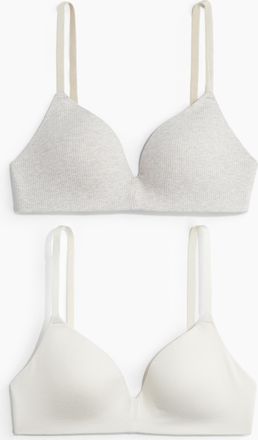 H&M 2er-Pack Wattierte, bügellose Baumwoll-BHs - Beige