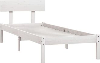 vidaXL Bed Frame without Mattress White Solid Wood Small Single Vidaxl