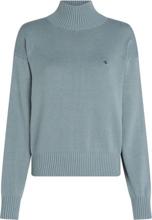 Calvin Klein Pullover met hoge hals - Dames - Coltruien - Blauw - XS - Katoen - Truien & Vesten