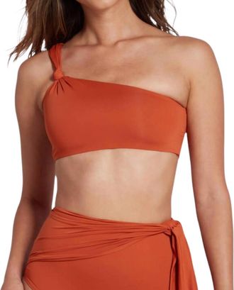 Sauipe Swimwear Elle One Shoulder Bikini Top With Knot Detail In Pumpkin