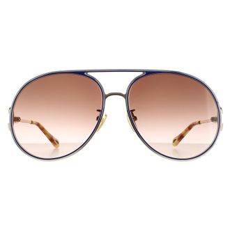 Chlo&eacute; Chloe Aviator Dames Gold Blauw Bruin Gradient CH0145S