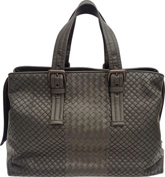 Bottega Veneta Gray Leather Tote Bag (Pre-Owned)