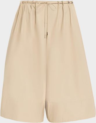 Brandon Maxwell Sutton Drawstring Wide-Leg Bermuda Shorts