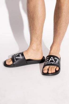 Emporio Armani Rubber Flip-flops With Logo, Mens, Black