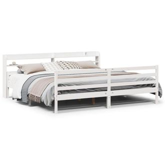 Berkfield Home Bed Frame with Headboard without Mattress White 200x200 cm