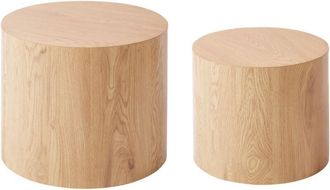 Beliani Set of 2 Coffee Tables MANTI Light Brown