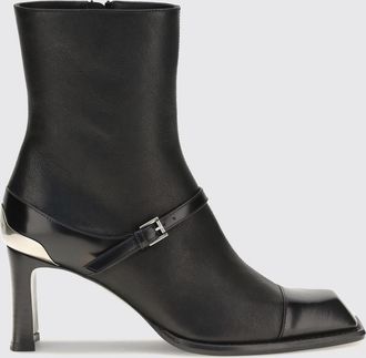 Alexander McQueen McQueen Smooth Leather Square-Toe Ankle Boots with Side Zip