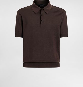Dolce & Gabbana Short-sleeved Cotton Polo-shirt - Man Sweaters And Cardigans Brown 44
