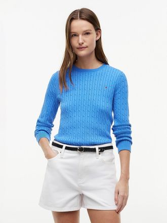 Tommy Hilfiger Womens Cable Knit Sweater - Blue - XXL