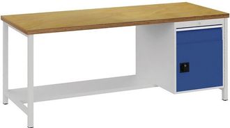 OEM Banco De Trabajo Gris Claro Azul Se&ntilde;al A2000xh859xf750mm Haya Multiplicado 40mm 1 Caj&oacute;n 1 Puerta