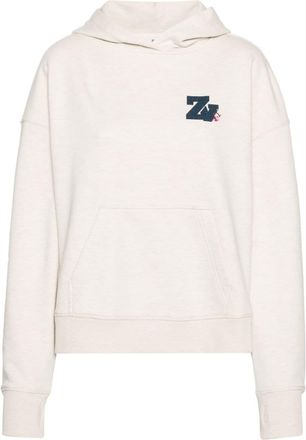 Zadig&Voltaire logo-embellished mélange hoodie - women - Cotton/Polyester - L - Neutrals