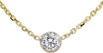 Pompeii3 1/3ct Genuine Round Brilliant Cut Bezel Solitaire EX3 Diamond Pendant 14K Gold