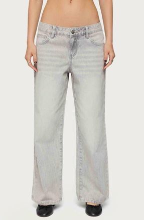 Edikted Magda Low Rise Wide Leg Jeans in Gray-Washed at Nordstrom, Size X-Large P
