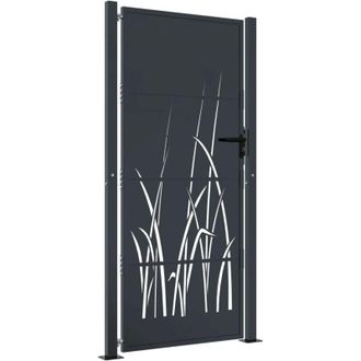 vidaXL Puerta De Jard&iacute;n Acero Gris Antracita Dise&ntilde;o Hierba 105x205 Cm Vidaxl