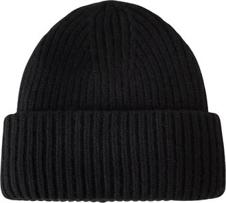 Yves Salomon Ribbed Cashmere Beanie - Dames - Hoeden - Zwart - ONE Size - Kasjmier - Accessoires
