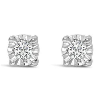 House of Brilliance Silver 1/10 Cttw Lab Grown Diamond Miracle-Set Stud Earrings in White at Nordstrom
